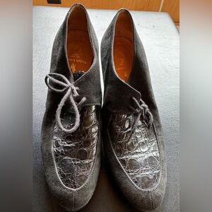 Ralph Lauren genuine crocodile lace up heels shoes